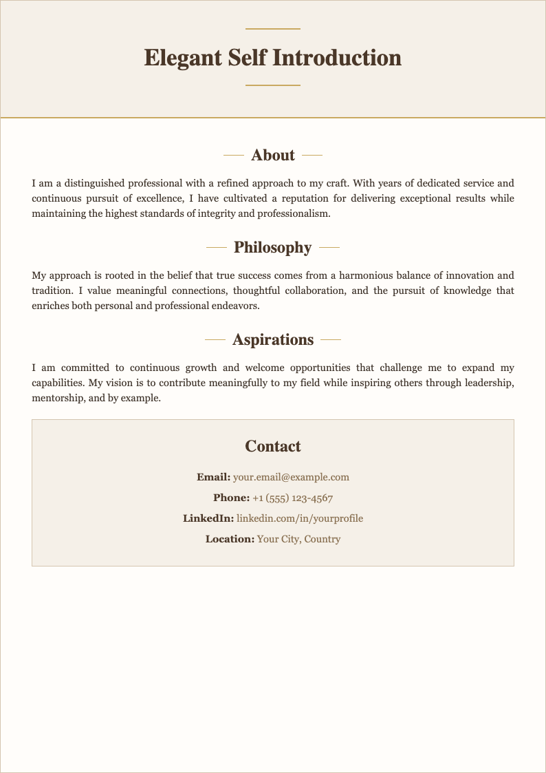 Elegant sophisticated self introduction